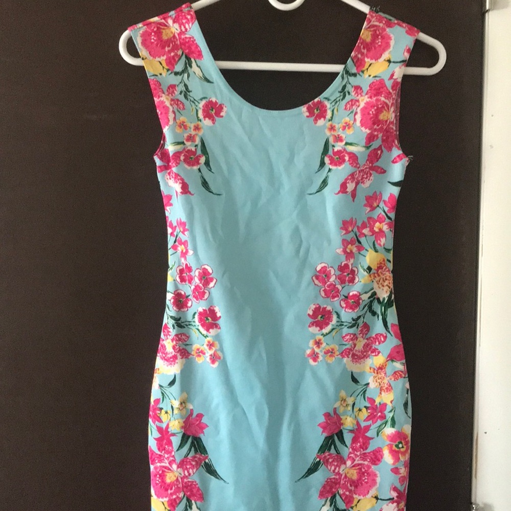 Teal floral summer dress